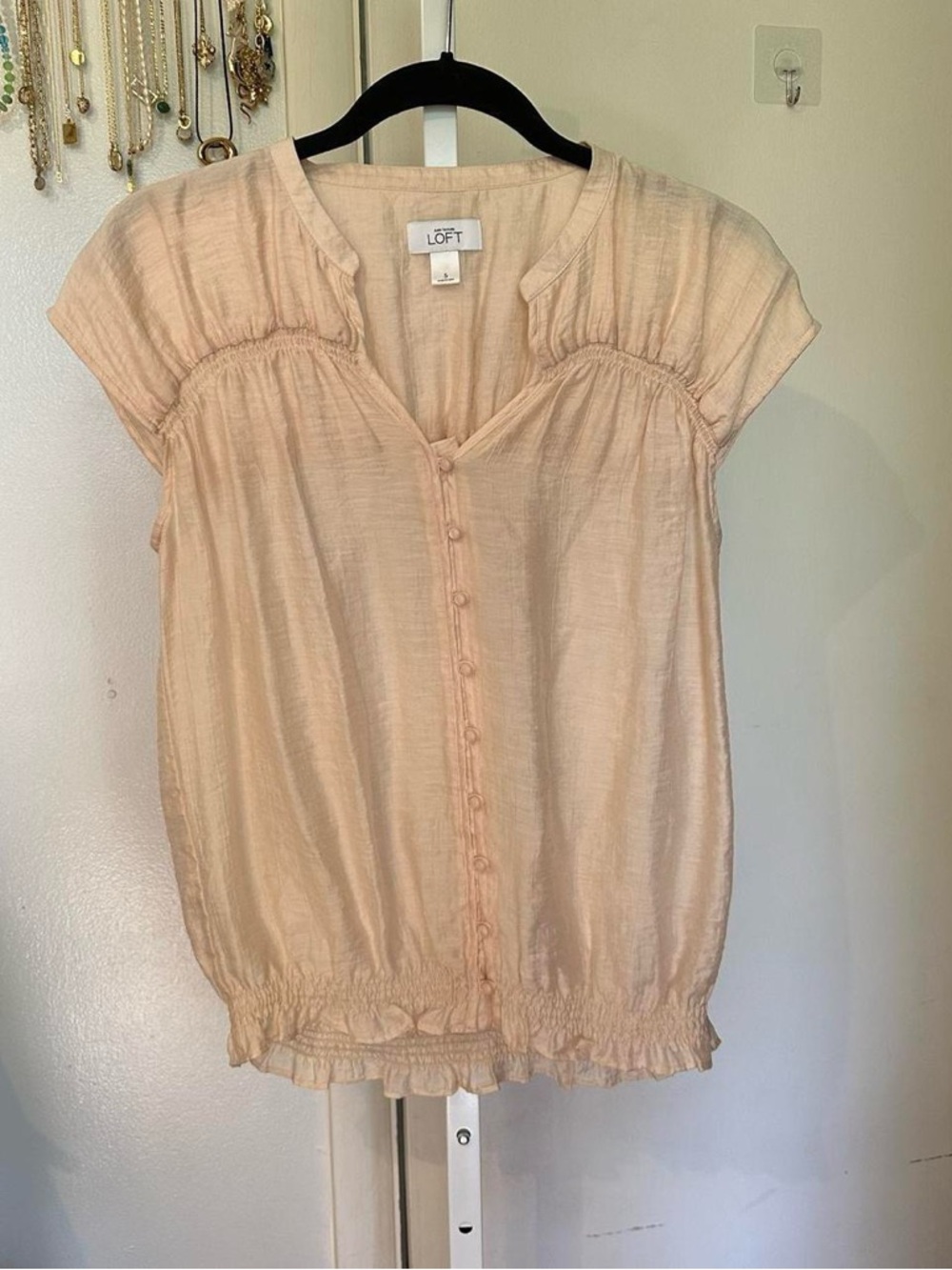Loft peach shear bubble top